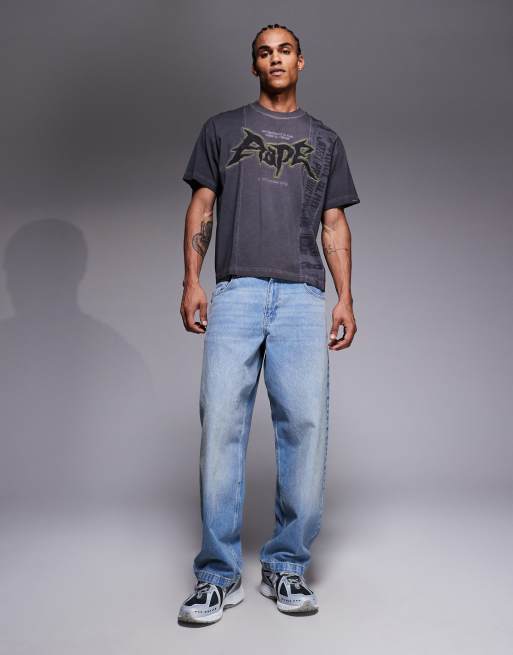 AAPE by A BATHING APE – Mehrfarbiges Oversize-T-Shirt im geteilten Design mit Frontgrafik, 2 von 5