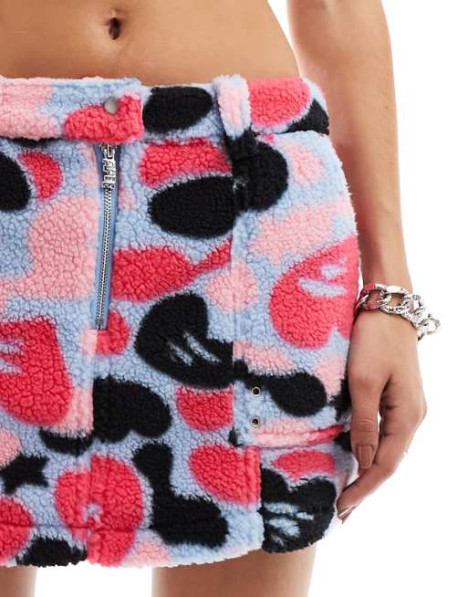 Aape by A Bathing Ape - Minigonna rosa mimetica in pile borg , 2 di 5