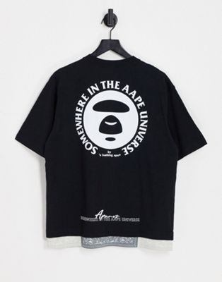 AAPE By A Bathing Ape mock layer t-shirt in black