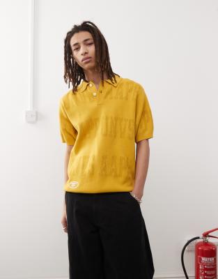 AAPE BY A BATHING APE® Aape by A Bathing Ape monogram logo knitted polo in mustard yellow