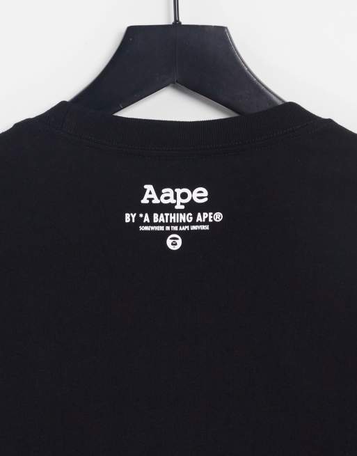 AAPE by A Bathing Ape moonface camo long sleeve top in black | ASOS