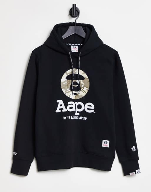 AAPE By A Bathing Ape – Moonface – Czarna bluza z kapturem