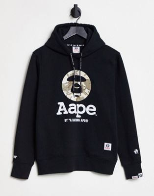 AAPE By A Bathing Ape moonface hoodie in black