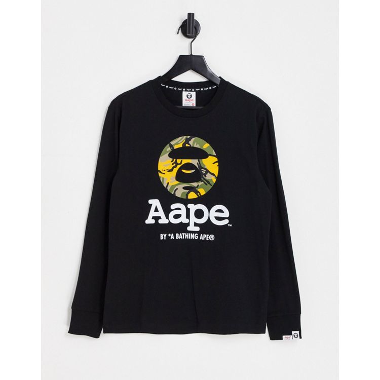 AAPE By A Bathing Ape moonface long sleeve top in black