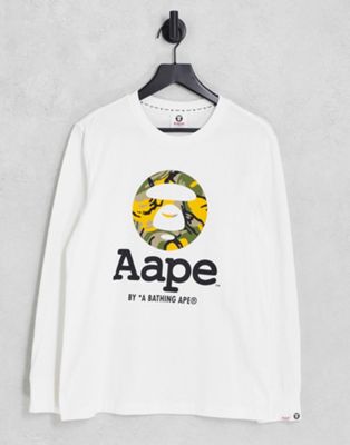 AAPE By A Bathing Ape moonface long sleeve top in white