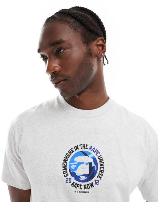 Aape By A Bathing Ape motif back print t-shirt in gray