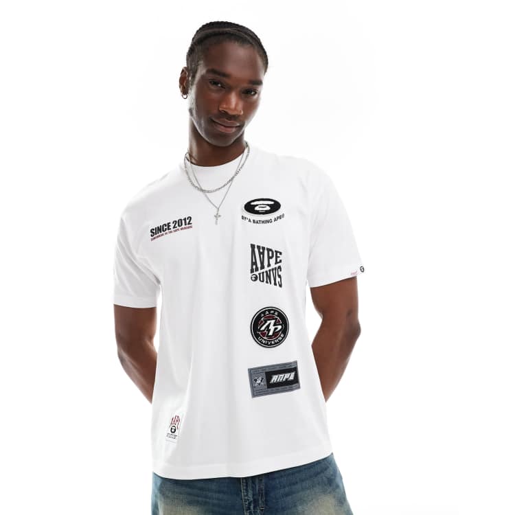 A BATHING APE Aape LOGO DESIGN TEE 在庫確認要 AAPE By A Bathing Ape motif logo T-shirt in white | ASOS