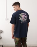 [AAPE BY A BATHING APE®] Aape by A Bathing Ape multi logo back print t-shirt in navy Chest 34 NAVY