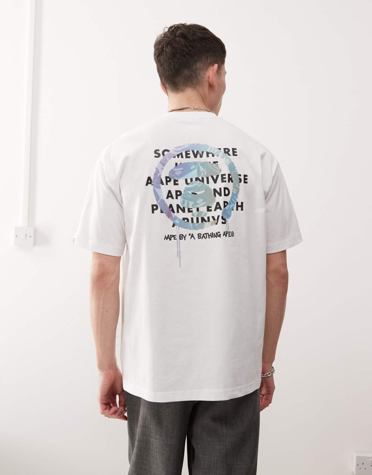 Aape by A Bathing Ape multi logo back print t-shirt in white