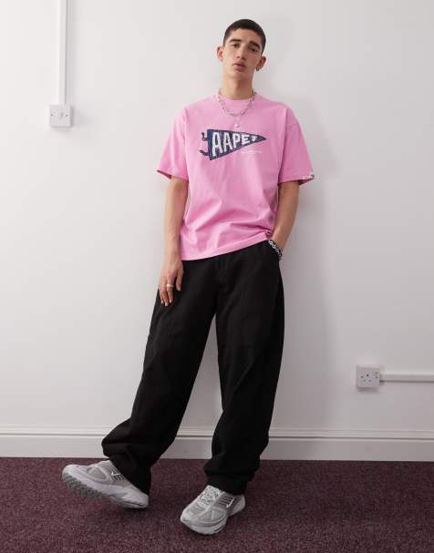 Aape by A Bathing Ape multi logo t-shirt in pink - view 1