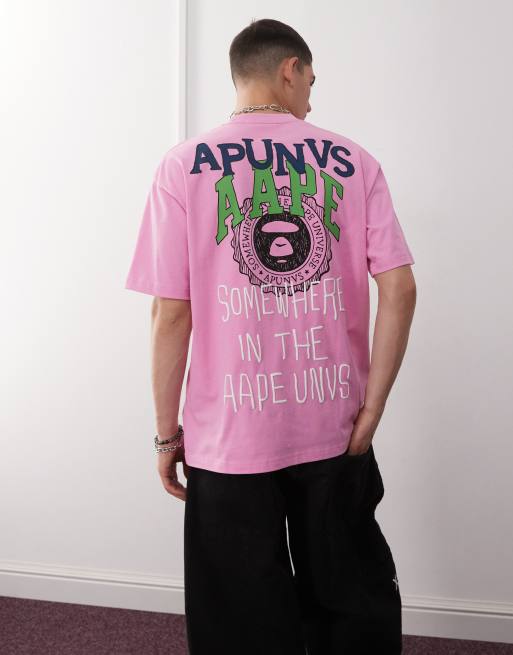 Aape by A Bathing Ape multi logo t-shirt in pink 