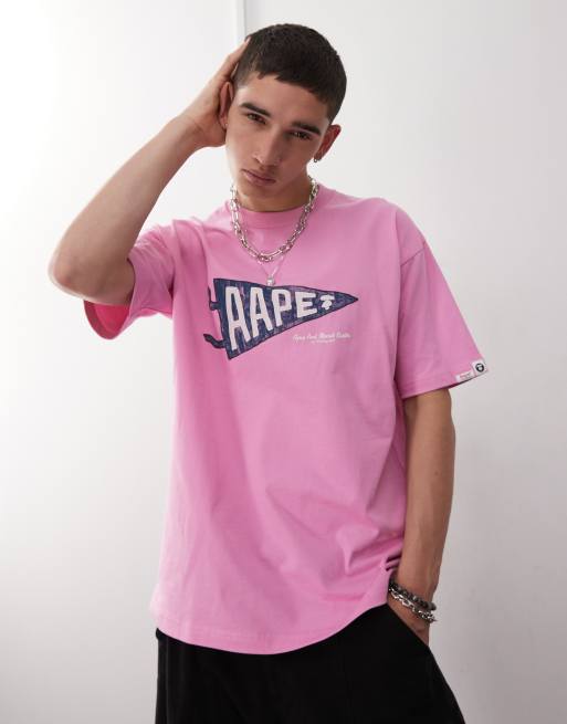 Aape by A Bathing Ape multi logo t-shirt in pink | ASOS