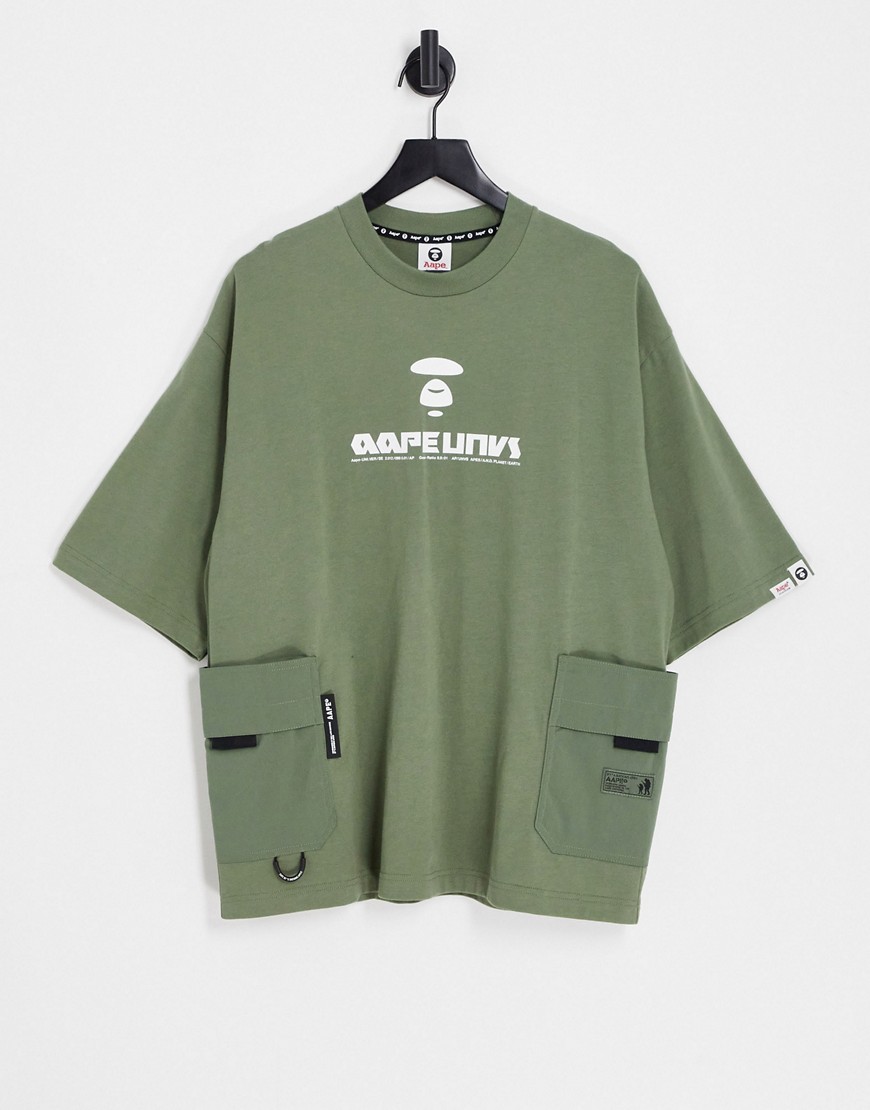 AAPE BY A BATHING APE® AAPE By A Bathing Ape multi pocket t-shirt in khaki-Green
