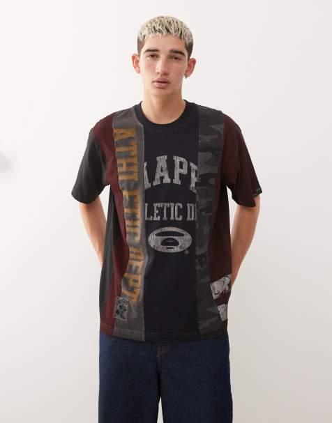Aape by A Bathing Ape - Multifarvet oversized T-shirt med splejset design i firkantet pasform - view 1