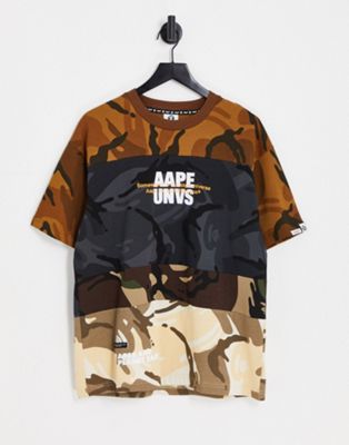 AAPE By A Bathing Ape mutli camo t-shirt in brown