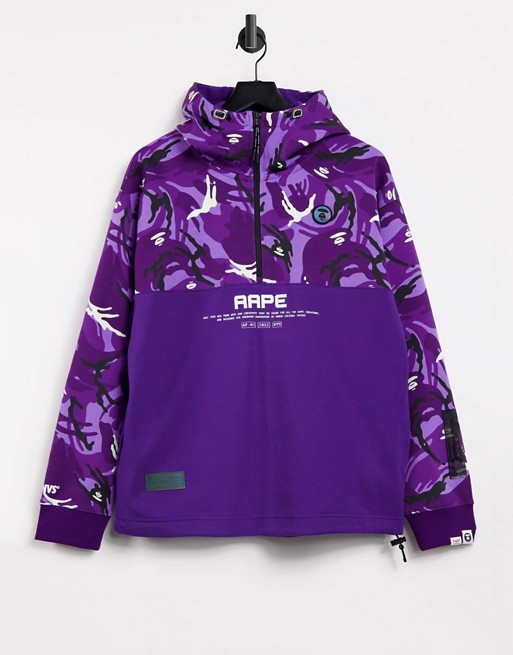 AAPE By A Bathing Ape neo world half-zip hoodie in purple camo