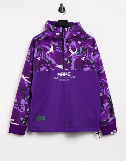 Bape hoodie half hot sale blue half purple