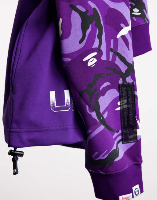 Half blue half outlet purple bape hoodie