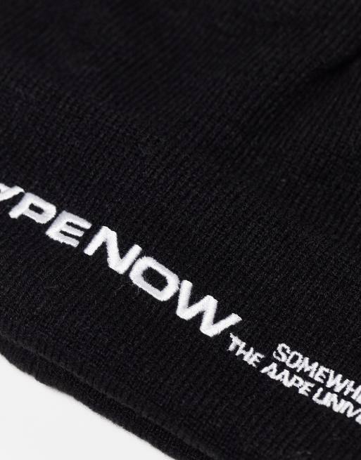 Aape by A Bathing Ape now beanie in black with logo embroidery and badge, 2 of 4