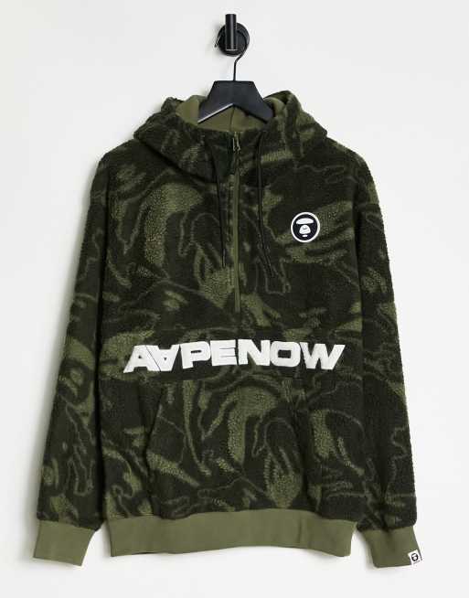 AAPE By A Bathing Ape now boa fleece hoodie in green