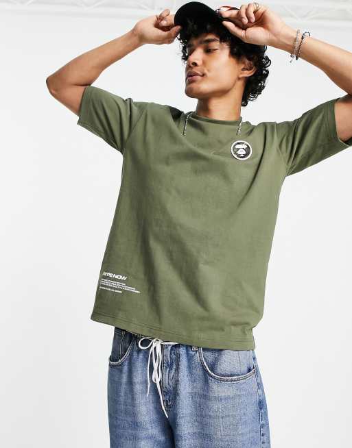 Forretningsmand bånd crush AAPE By A Bathing Ape now boxy fit t-shirt in khaki | ASOS