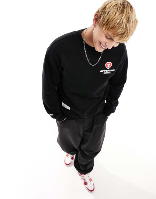 AAPE By A Bathing Ape – Now – Czarna bluza z motywem serca