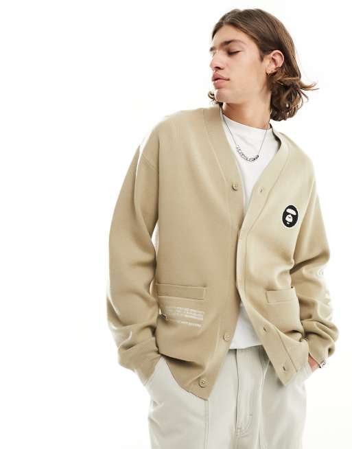 AAPE By A Bathing Ape – Now – Dzianinowy kardigan w kolorze khaki