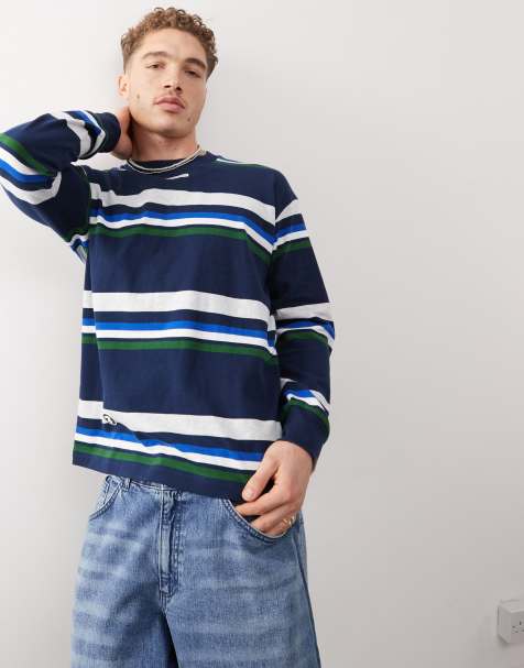 AAPE BY A BATHING APE® – Now – Langärmliges Shirt in Marineblau gestreift - view 1