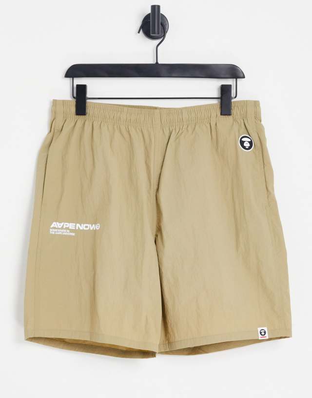 AAPE By A Bathing Ape now nylon shorts in beige