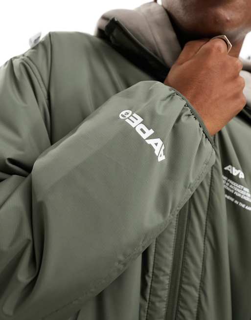 AAPE By A Bathing Ape Now puffer jacket in khaki | ASOS