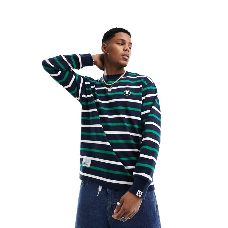 Aape By A Bathing Ape Now stripe long sleeve top in navy