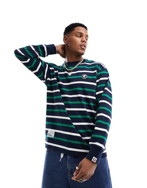 Aape By A Bathing Ape Now stripe long sleeve top in navy