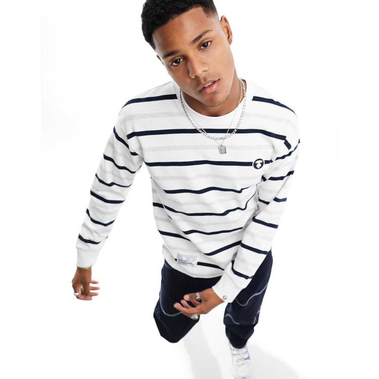 Aape By A Bathing Ape Now stripe long sleeve top in white | ASOS