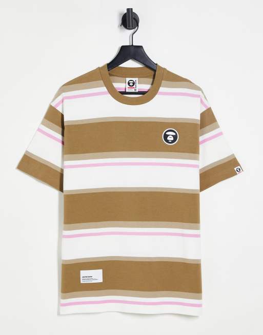 Aape By A Bathing Ape now stripe t-shirt in brown