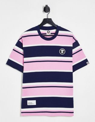 Aape By A Bathing Ape now stripe t-shirt in navy - ASOS Price Checker