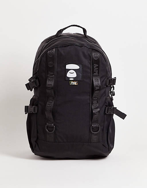 AAPE By A Bathing Ape nylon backpack in black | ASOS