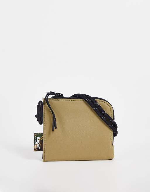 AAPE By A Bathing Ape – Nylon-Brieftasche in Beige mit Reißverschluss