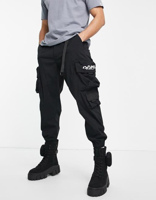 AAPE By A Bathing Ape nylon outdoor cargo pants in black | ASOS