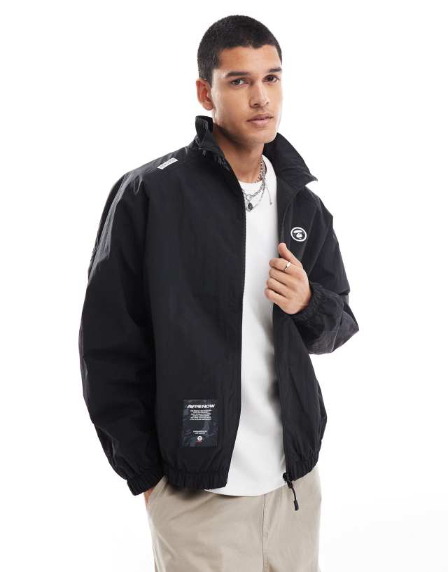 AAPE By A Bathing Ape nylon zip up jacket in black | ASOS