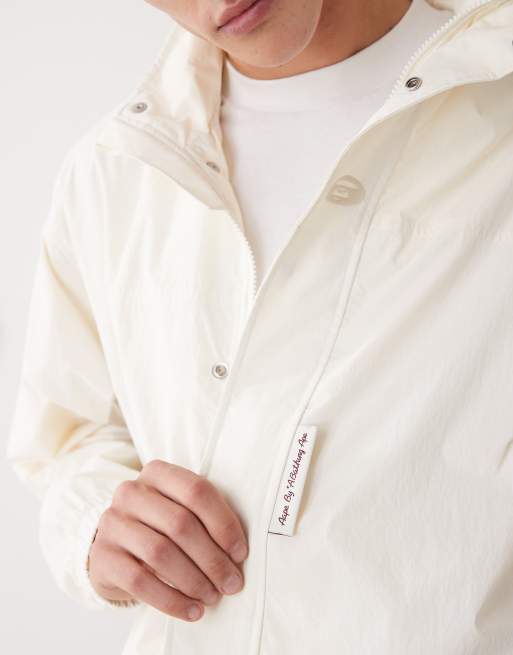 Aape By A Bathing Ape - Offwhite og beige vindjakke i firkantet pasform, 5 af 5