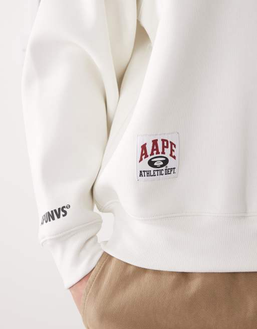 Aape by A Bathing Ape - Offwhite sweatshirt med rund hals og print på ryggen, 5 af 5