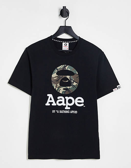 Aape By A Bathing Ape OG moonface camo t-shirt in black | ASOS