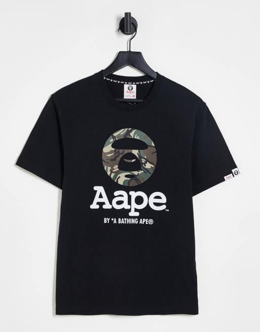 Aape By A Bathing Ape OG moonface camo t-shirt in black | ASOS