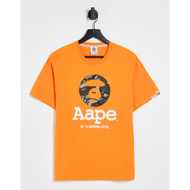 Aape by a bathing ape OG moonface Camo t-shirt in orange | ASOS