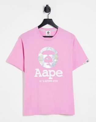 Aape By A Bathing Ape OG moonface foil camo t-shirt in pink