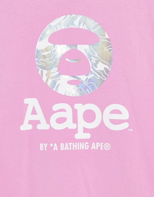 Aape By A Bathing Ape OG moonface foil camo t shirt in pink ASOS