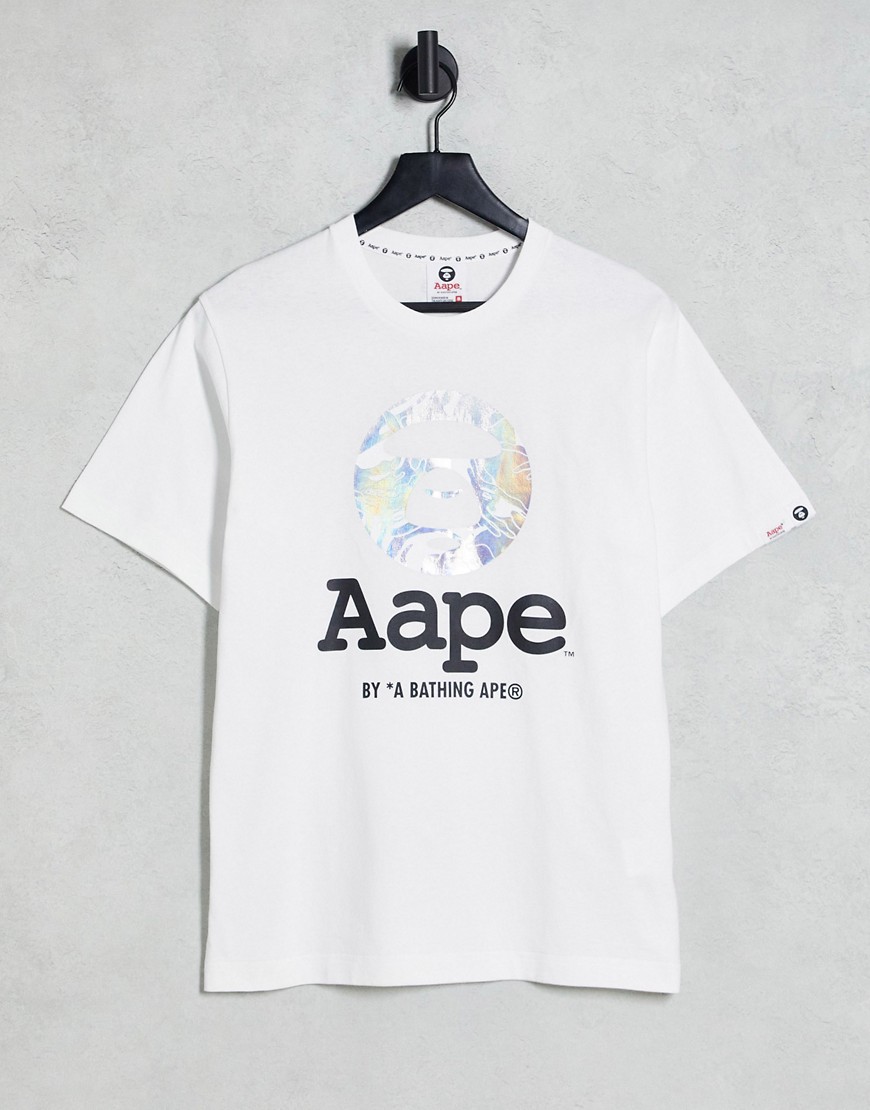 Aape By A Bathing Ape OG moonface foil camo t-shirt in white