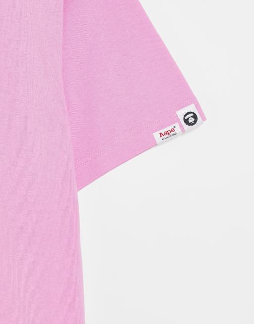 AAPE BY A BATHING APE® – OG – T-Shirt in Rosa mit Moonface-Folientarnmuster, 4 von 4