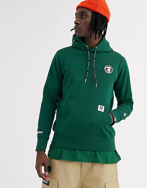 AAPE By A Bathing Ape One Point embroidered logo hoodie in green