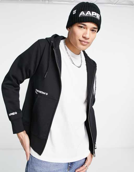 AAPE By A Bathing Ape One Point full zip hoodie in black | ASOS